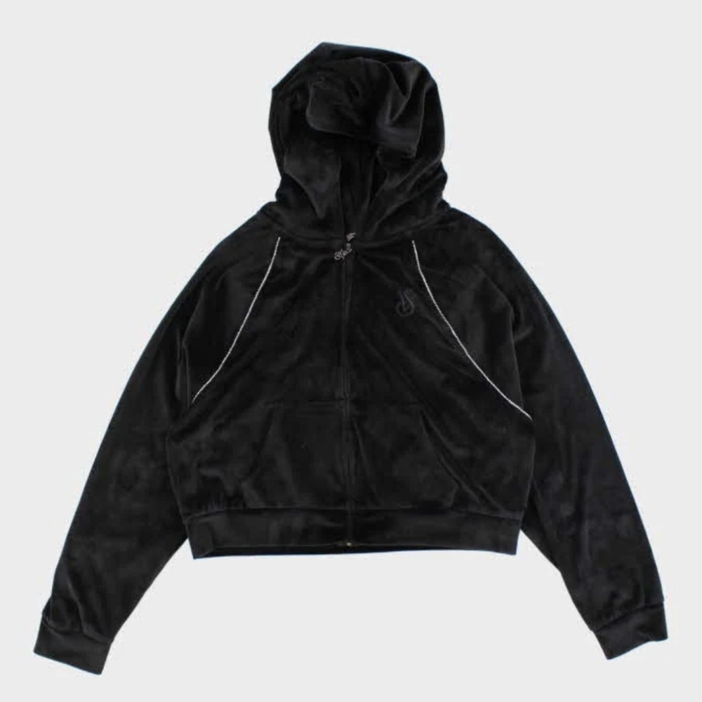 Victoria's Secret On Point Velour Rhinestone Full Zip Hoodie Black Women's XXL - Picture 4 of 7